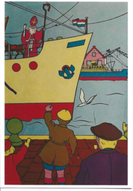 Sint komt aan met zijn boot prentbriefkaart[1C1838]