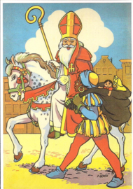 Sinterklaas en Zwarte Piet prentbriefkaart [D1227]