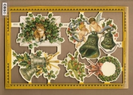 Kerst met hulst, bellen & engelen poezieplaatjes A 180