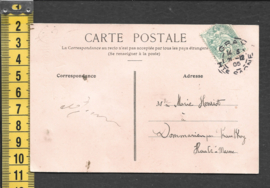 Zwaluw zweeft met Bloemen - Frans - poezieplaatjes antieke kaart (308)