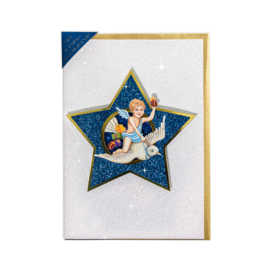 Glitter 3D Ster Kerst kaart: Engel met duif [XC-5485]