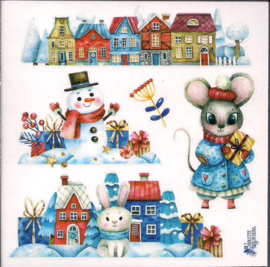Winterse landschapjes dieren poezieplaatjes Stickers K132