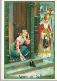 Schoen zetten voor Sinterklaas prentbriefkaart [C9610]