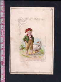 Oude Litho: jongen met gans