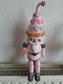 Crocheted Sitting Nutcracker with hearts