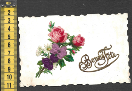 Bloementakje - Frans - poezieplaatjes antieke kaart (311)