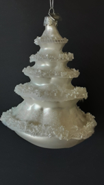 Witte glitter kerstboom kerstornament Kurt S. Adler