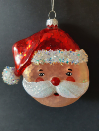 Glitter kerstmanhoofd kerstornament Kurt S. Adler