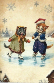 Poezen Kerstkaart: Poezen op de Schaats {2}