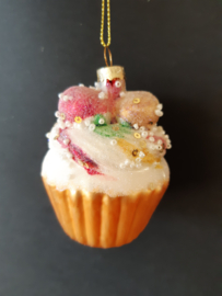 Cupcake vruchten Kerstornament glas