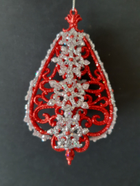 Rood zilveren glinster 2 kerstornament Kurt S. Adler