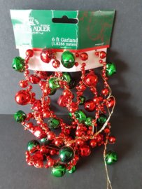Kerstslinger met belletjes rood groen Kurt S. Adler