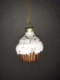Cupcake kerstornament glas