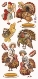 Thanksgiving kalkoenen poezieplaatjes Stickers P37