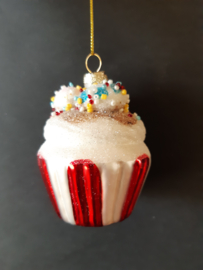 Cupcake Kerst kerstornament Glas