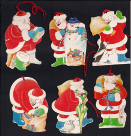 Cadeaulabels Vrolijke kerstmannen 6 stuks