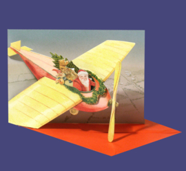 Mini 3D geschenk kaart: Kerstman in vliegtuig [XG-5494]