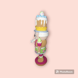 Crocheted Pink Cake Nutcracker with Pie