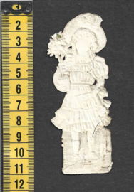 Meisje met plant antiek poezieplaatje met zijde (797)