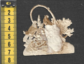 Viooltjesmand met duiven antiek poezieplaatje met zijde (801)