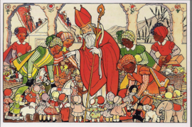 Bont Sinterklaas feest- Rie Cramer prentbriefkaart [C9604]