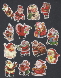 Nostalgische kerstman stickers - 15 stuks (WH1015)