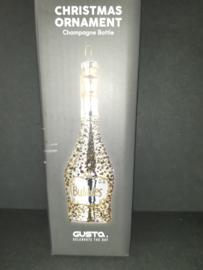 Champagne fles Kerstornament glas - Gusta