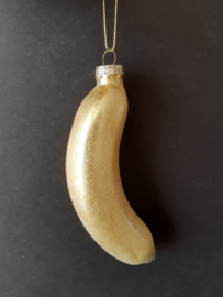 Glitter Banaan Kerstornament glas