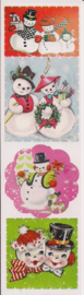 Vintage Kerst poezieplaatjes Stickers Strip QT35