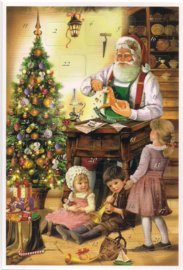 Adventskalender Kaart: De Kerstman maakt geschenken - 12414