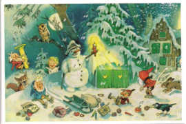Adventskalender Kaart: Kabouter Kerst met de sneeuwpop - 12406