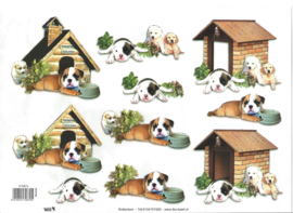 Knipvel: Puppy's met kersthok en goudopdruk - 572870