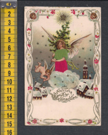 Relief Kerst engel en ZIJDE antieke kaart [AK50]