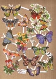 Vlinders met Bloesem Deense poezieplaatjes D14 glitter