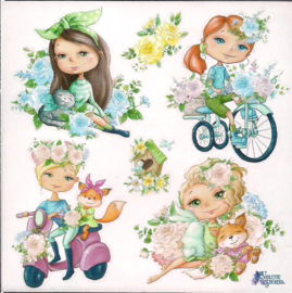 Bloemen dames poezieplaatjes Stickers K127