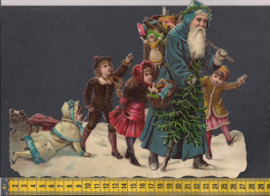 Giant Kersttafereel antiek poezieplaatje (672)