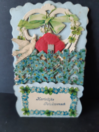 Uitklapkaart Duif met bloemetjes Antiek (UKK02)
