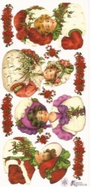 Kerstdames met hulst & mistletoe poezieplaatjes Stickers P26