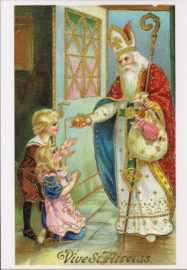 Cadeautjes krijgen van Sinterklaas prentbriefkaart [1C1782]