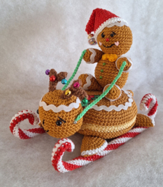 Crochet Pattern PDF Gingerbread Reindeer Turtle with Macaron Sleds (2 Sleds)