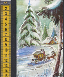 In het rijtuig door sneeuwbos met glitter dubbele Kerst kaart