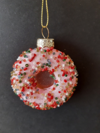 Gesuikerde kerstdonut Kerstornament glas