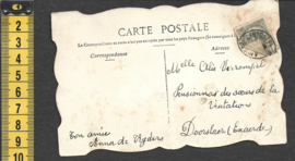 Handje met bloemen - Frans - poezieplaatjes antieke kaart (303)