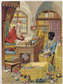 Sinterklaas aan het werk prentbriefkaart [D1137]
