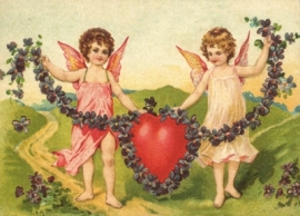 Liefdes Engelen met viooltjes Reliefkaart EF 3027