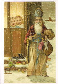 Kinderen kijken naar Sinterklaas prentbriefkaart [1C1796]