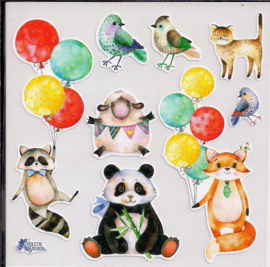 Panda's verjaardag poezieplaatjes Stickers K136