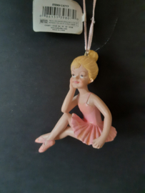 Kleine roze ballerina kerstornament Kurt S. Adler