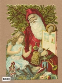 Kerstman en kind lezen samen boek poezieplaatjes 5019