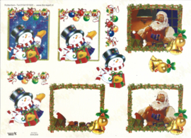 Knipvel: Sneeuwpop en kerstman met goud - 564269